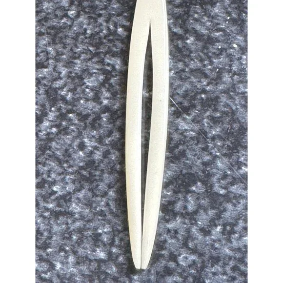 Vtg Japanese Kanzashi Hair Stick White Painted 3 Fan On Metal 2